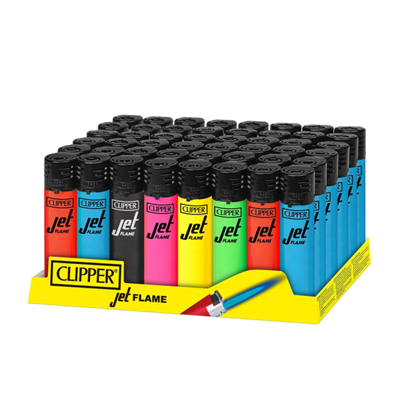 Clipper CMKJ11 Jet Flame Lighter (DSPLY 48pc) solid flourescent colors packaging