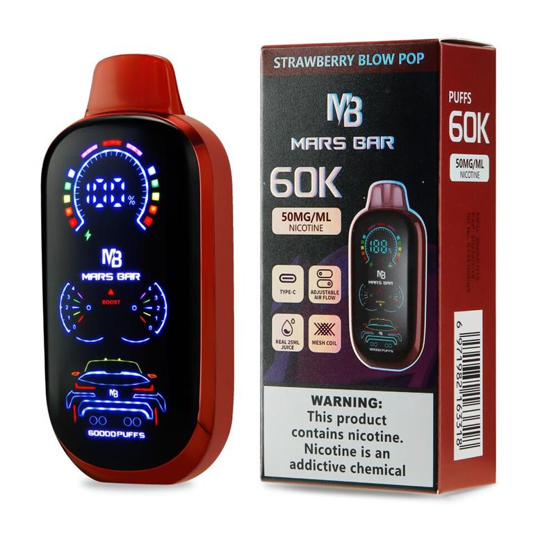 Mars Bar Disposable Strawberry Blow Pop with packaging