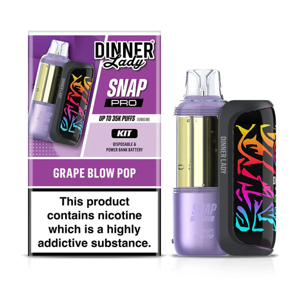 Dinner Lady Snap Pro Disposable (Dispo + Power Dock) grape blow pop with packaging
