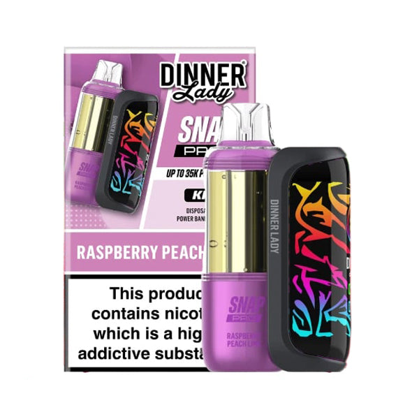 Dinner Lady Snap Pro Disposable (Dispo + Power Dock) raspberry peach lime with packaging