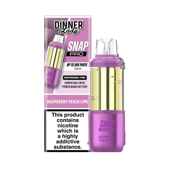 Dinner Lady Snap Pro Disposable Pod Only raspberry peach lime with packaging