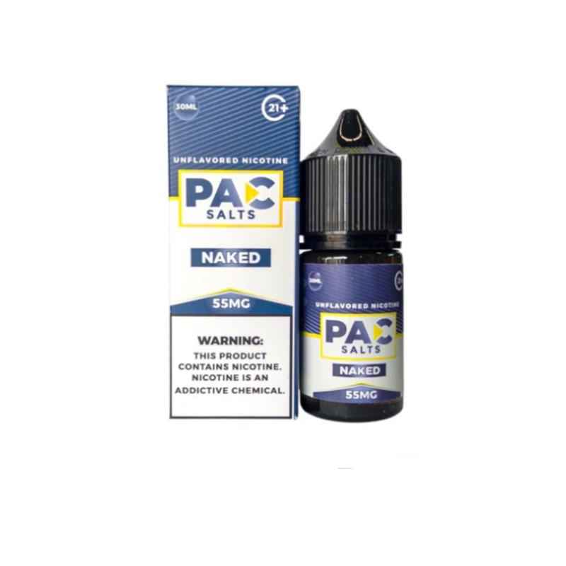 Naked PAC Salts 30mL 55mg bottle with packaging