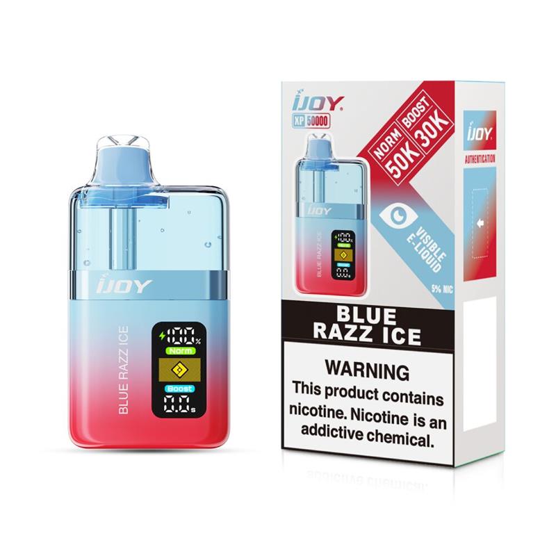 iJoy XP50000 Disposable Blue Razz Ice with packaging
