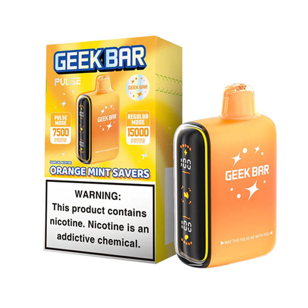 Geek Bar Pulse Disposable saver edition with packaging orange mint savers