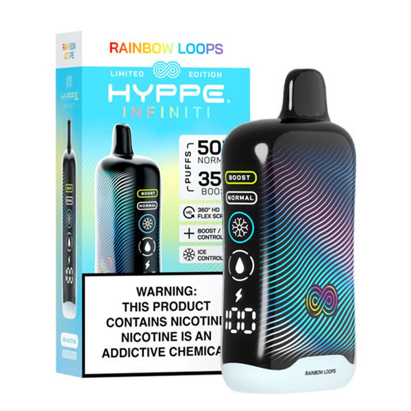 Hyppe Infiniti Disposable rainbow loops with packaging