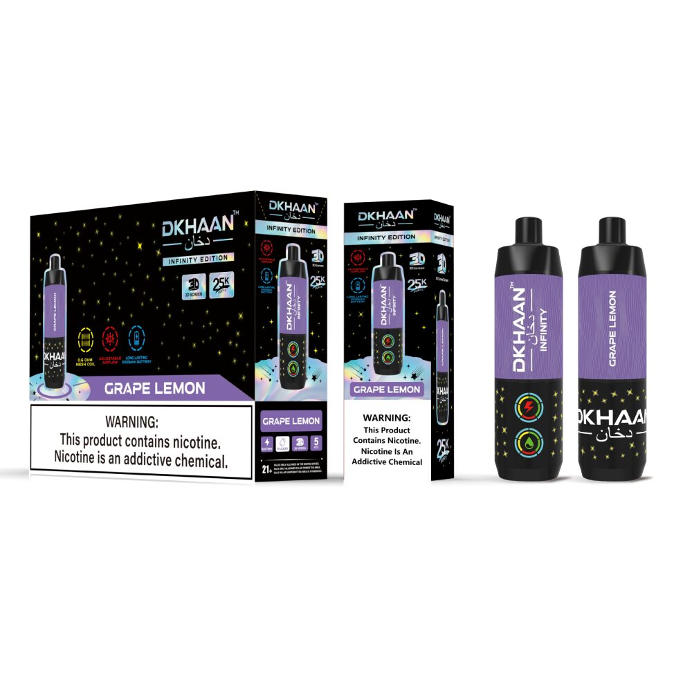 Dkhaan Infinity Disposable Grape Lemon with packaging