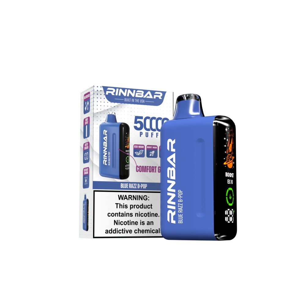 Rinn Bar Disposable Blue Razz B-Pop with packaging