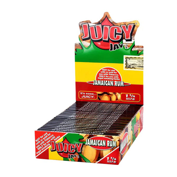 Juicy Jay’s (DSPLY 24pc) Rolling Papers jamaican rum packaging