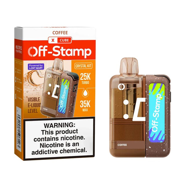Off Stamp X Cube Crystal Disposable (Disposable + Power Dock) coffee with packaging