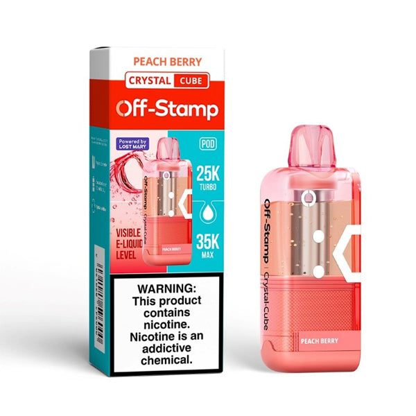 Off Stamp X Cube Crystal Disposable Pod (Crystal Dispo POD) peach berry with packaging
