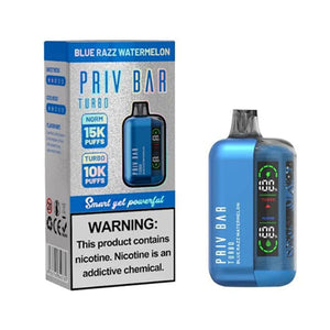 Priv Bar Turbo (16mL) 50mg Disposable blue razz watermelon with packaging