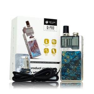 Lost Vape Quest Orion Q Pod Device  Full Kit Silver Blue Stabwood All Contents with Packaging