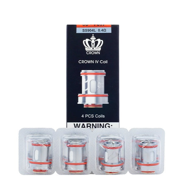 Uwell Crown 4 Replacement Coils (Pack of 4) - Group Photo With Packaging