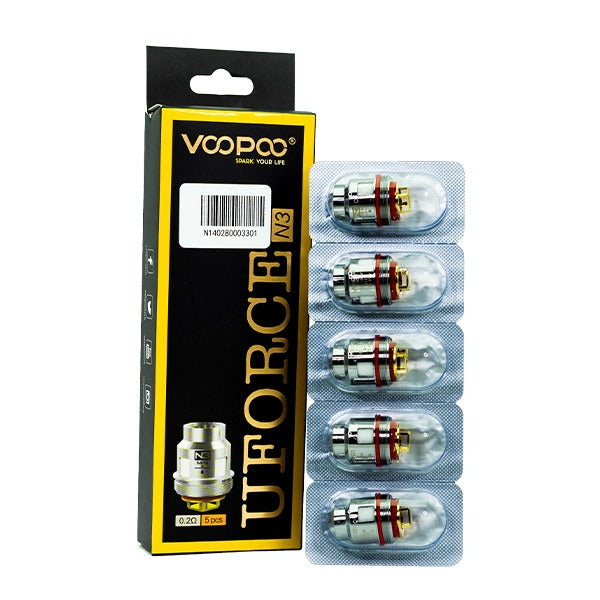 VooPoo UFORCE Replacement Coils (Pack of 5) N3 0.2ohm Triple Mesh