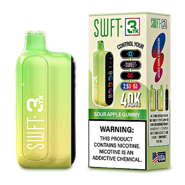 SWFT 3TK Nic + Sweet + Ice Control Disposable Sour Apple Gummy with packaging
