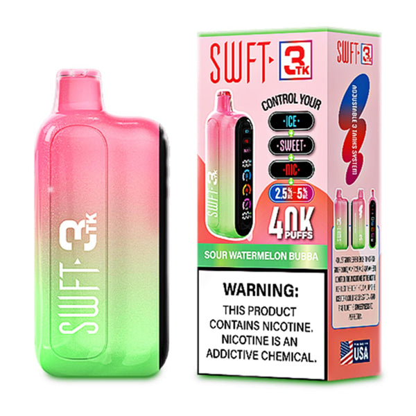 SWFT 3TK Nic + Sweet + Ice Control Disposable Sour Watermelon Bubba with packaging