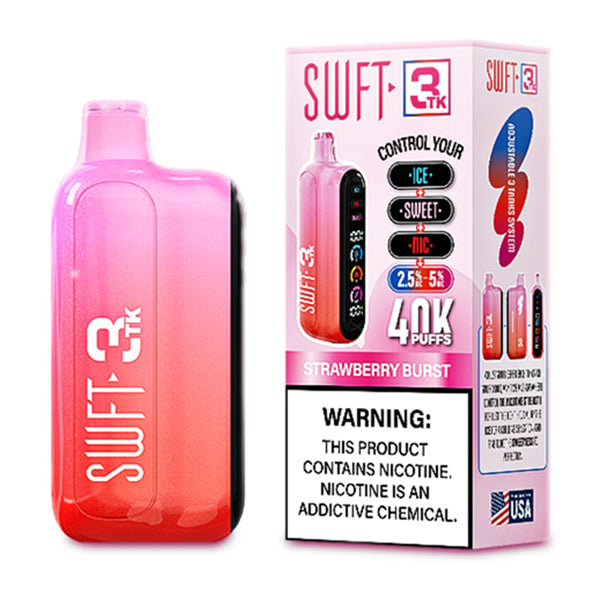 SWFT 3TK Nic + Sweet + Ice Control Disposable Strawberry Burst with packaging