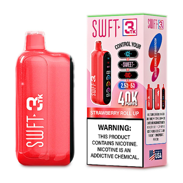 SWFT 3TK Nic + Sweet + Ice Control Disposable Strawberry Roll-up with packaging