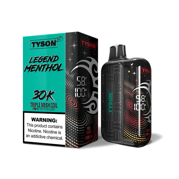 Tyson 2.0 Legend Disposable menthol green with packaging