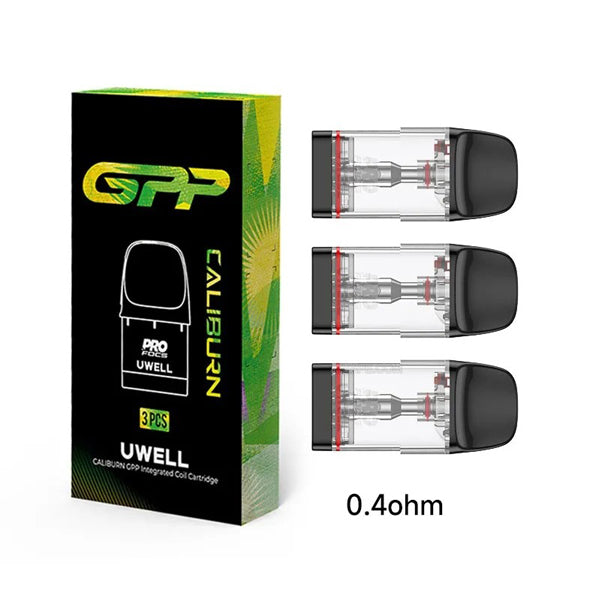 Uwell Caliburn GPP Replacement Pods 0.4ohm with packaging