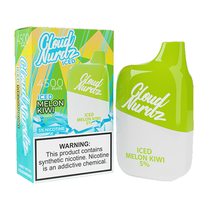 Cloud Nurdz Disposable | 4500 Puffs | 12ml Iced Melon Kiwi 5% with Packaging