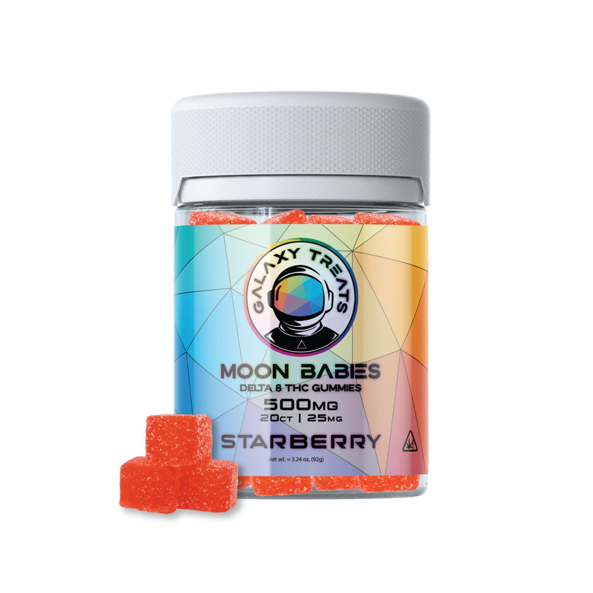 Galaxy Treats Moon Babies Gummies | 20 Per Bottle Delta 8/THC-O/HHC/Delta 9 Starberry