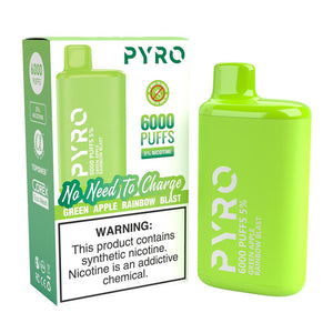 Pyro Disposable | 6000 Puffs | 13ml | 5% Green Apple Rainbow Blast with Packaging
