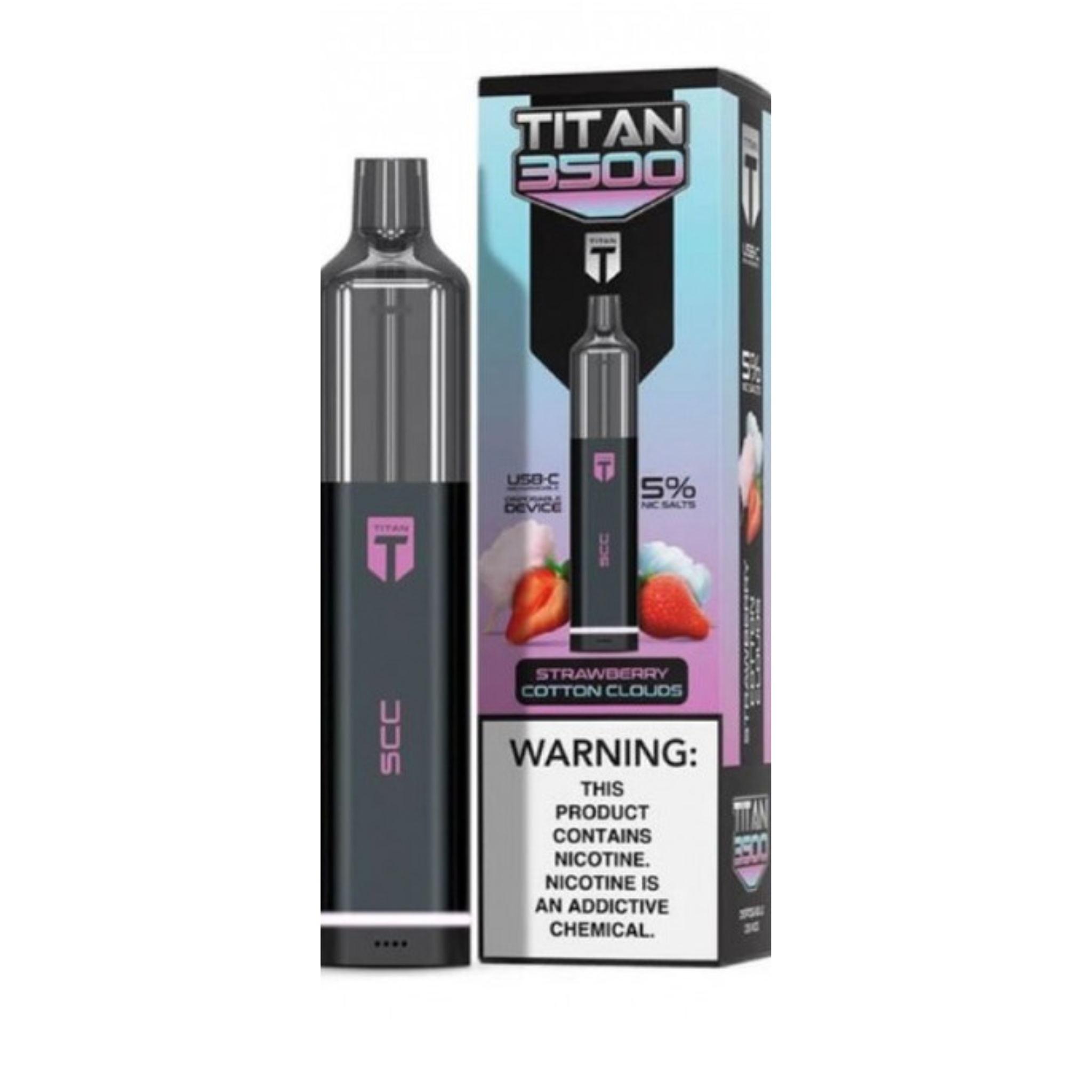 Titan Disposable | 3500 Puffs Strawberry Cotton Clouds with Packaging