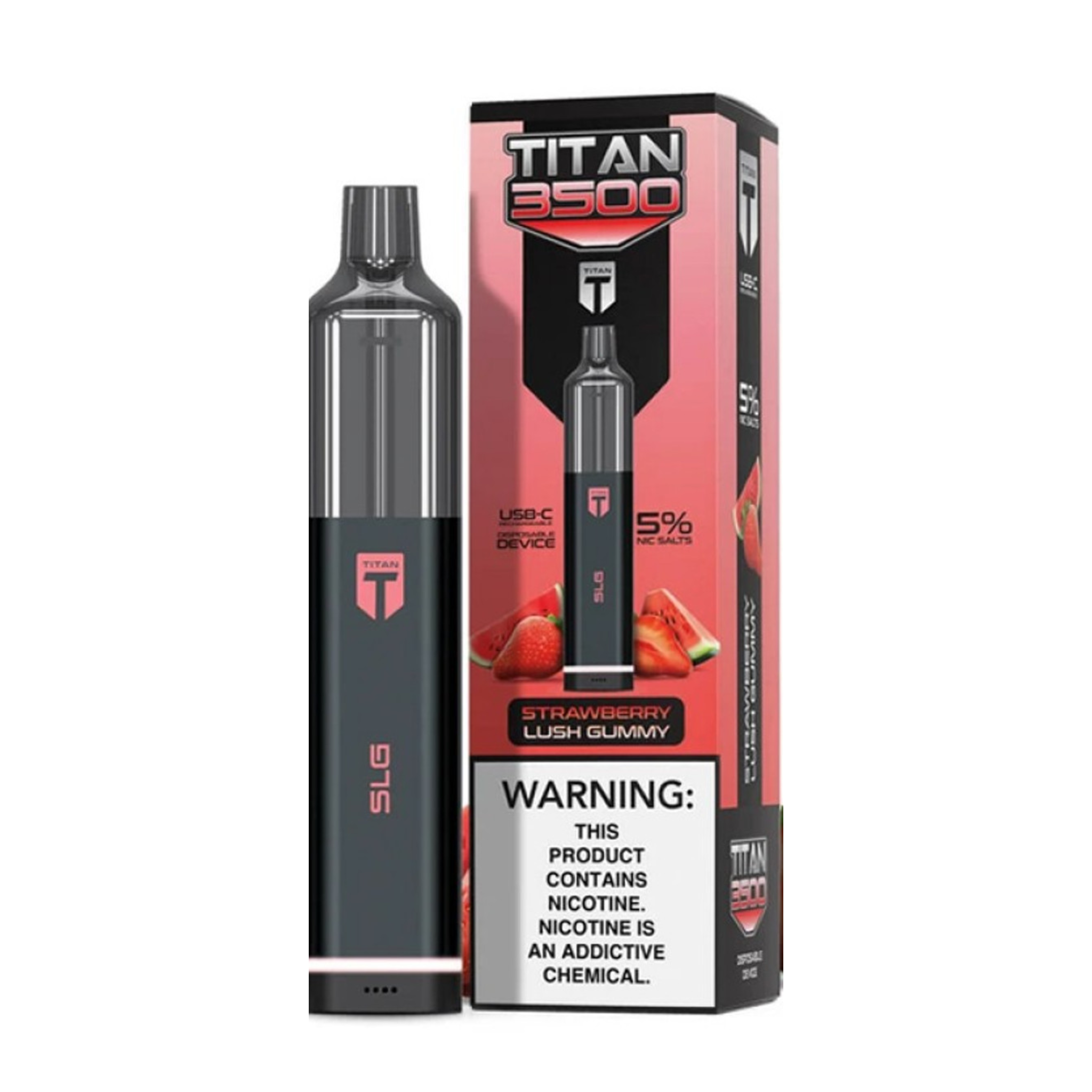 Titan Disposable | 3500 Puffs Strawberry Lush Gummy with Packaging