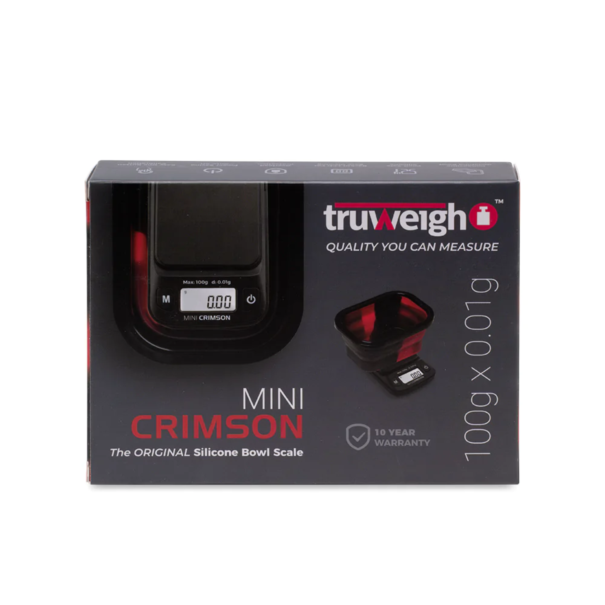 Truweigh Mini Crimson Scale Collapsible Bowl Black Red Box