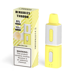 Binaries Cabin TH6000 Disposable | 6000 Puffs | 12mL | 50mg Lemon Cotton Candy with Packaging