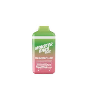 Monster Bars Max Disposable | 6000 Puffs | 12mL Strawberry Lime 5%