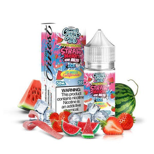 Straw Melon Sour Belts Menthol by Finest SaltNic 30ML with Packaging and background