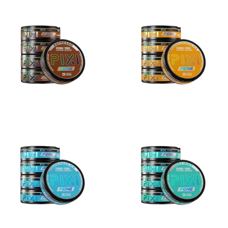 PIXI Feine (DSPLY 5pc)(Energy Pouch)(20ct Can) 200mg Caffeine | 10mg Feine Blend Group Photo