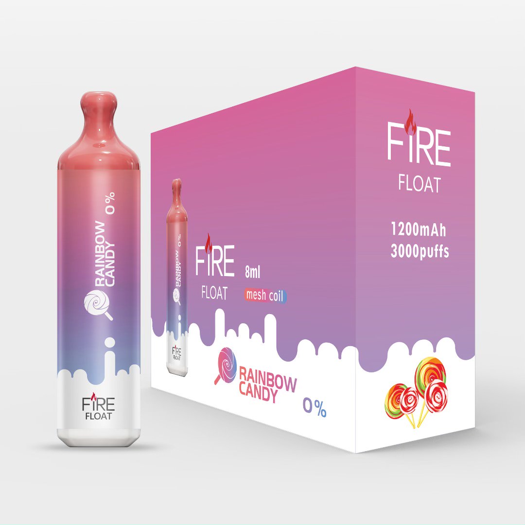 Fire Float Zero Nicotine Disposable | 3000 Puffs | 8mL Rainbow Candy with Packaging