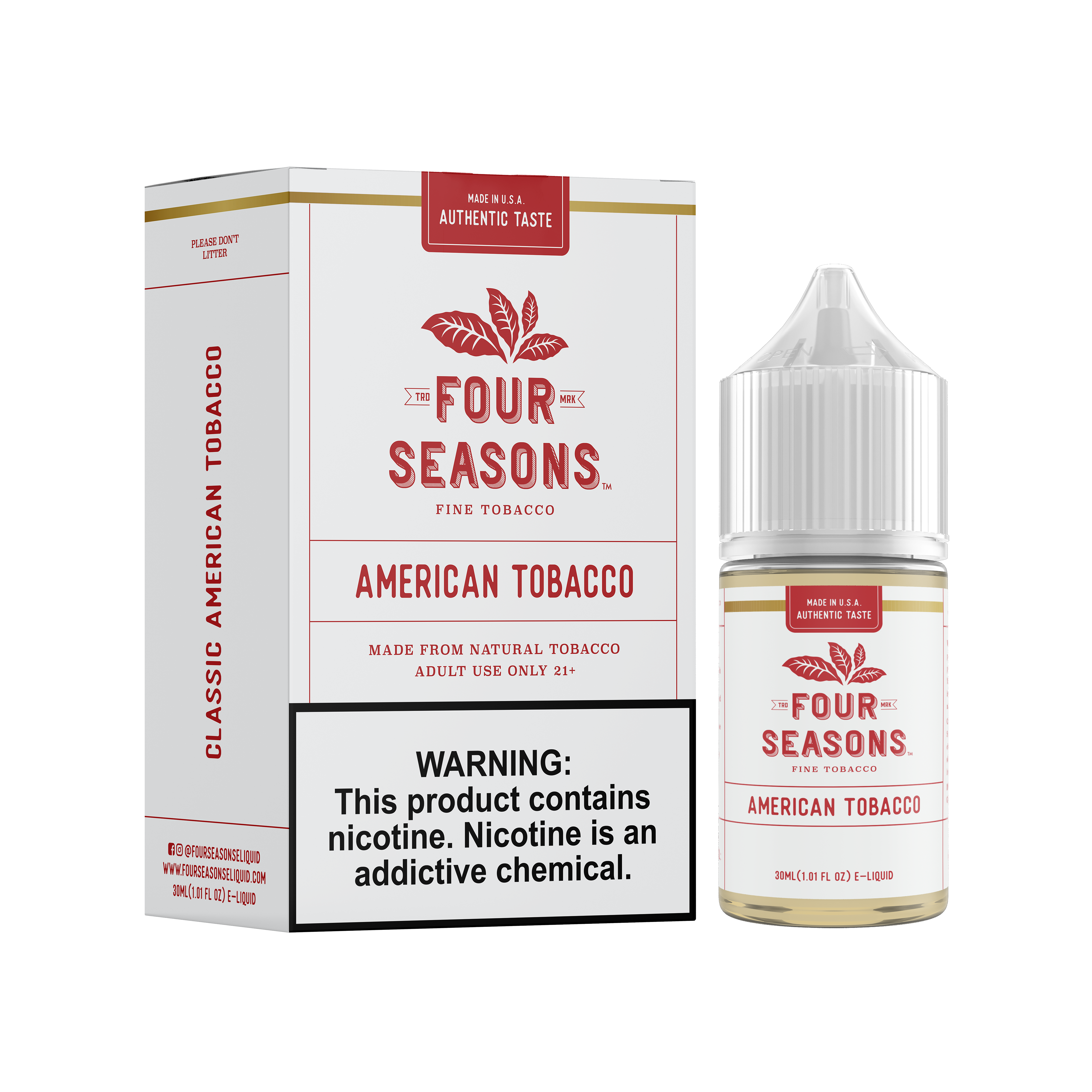 American Tobacco by Four Seasons Free Base Series 30ML with Packaging