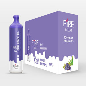 Fire Float Zero Nicotine Disposable | 3000 Puffs | 8mL Aloe Grape with Packaging