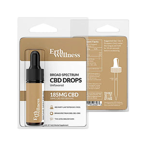 ERTH CBD Broad Spectrum Tincture CBD + CBG + CBN Drops (THC Free)(3.7mL) Fruit Punch 185mg CBD with Packaging