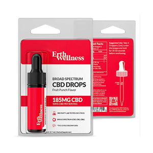 ERTH CBD Broad Spectrum Tincture CBD + CBG + CBN Drops (THC Free)(3.7mL) Unflavored 185mg CBD with Packaging