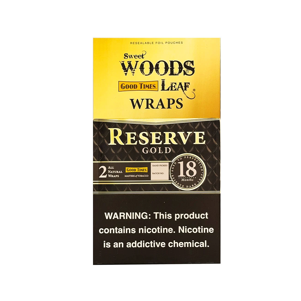 Sweet Woods Good Times Leaf 18 Month Aged Wraps 2-Pack (50ct Display Box) Reserve Gold
