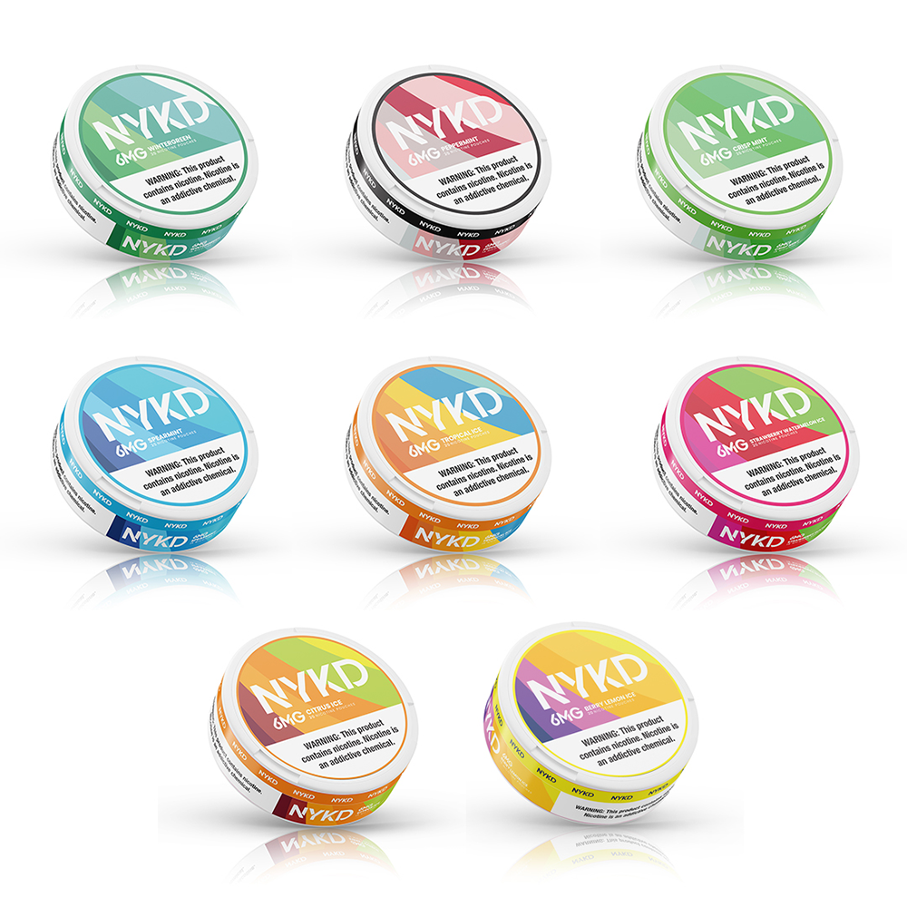 NYKD Nicotine Pouch 3-12mg x20 Pouch (5 Pack) Group Photo