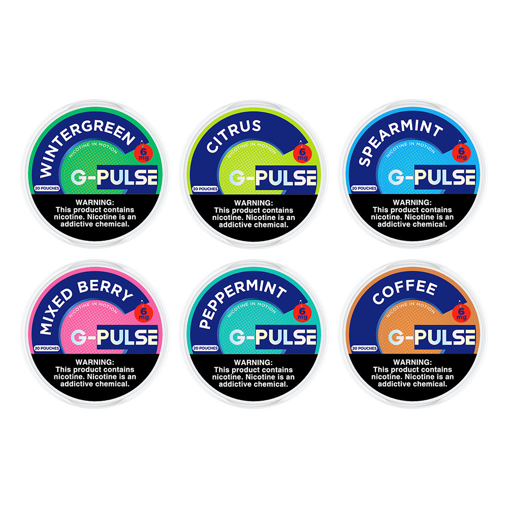 G Pulse Nicotine Pouches (20ct Can) 5pc Display Group Photo