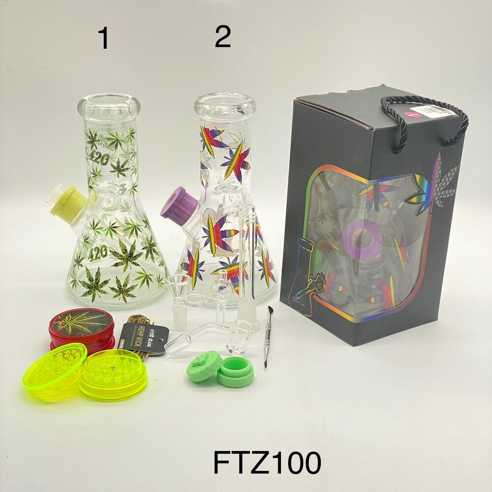 Non branded (Water Pipe) B95 All in One Hemp Design Beaker with Complete Kit with packaging