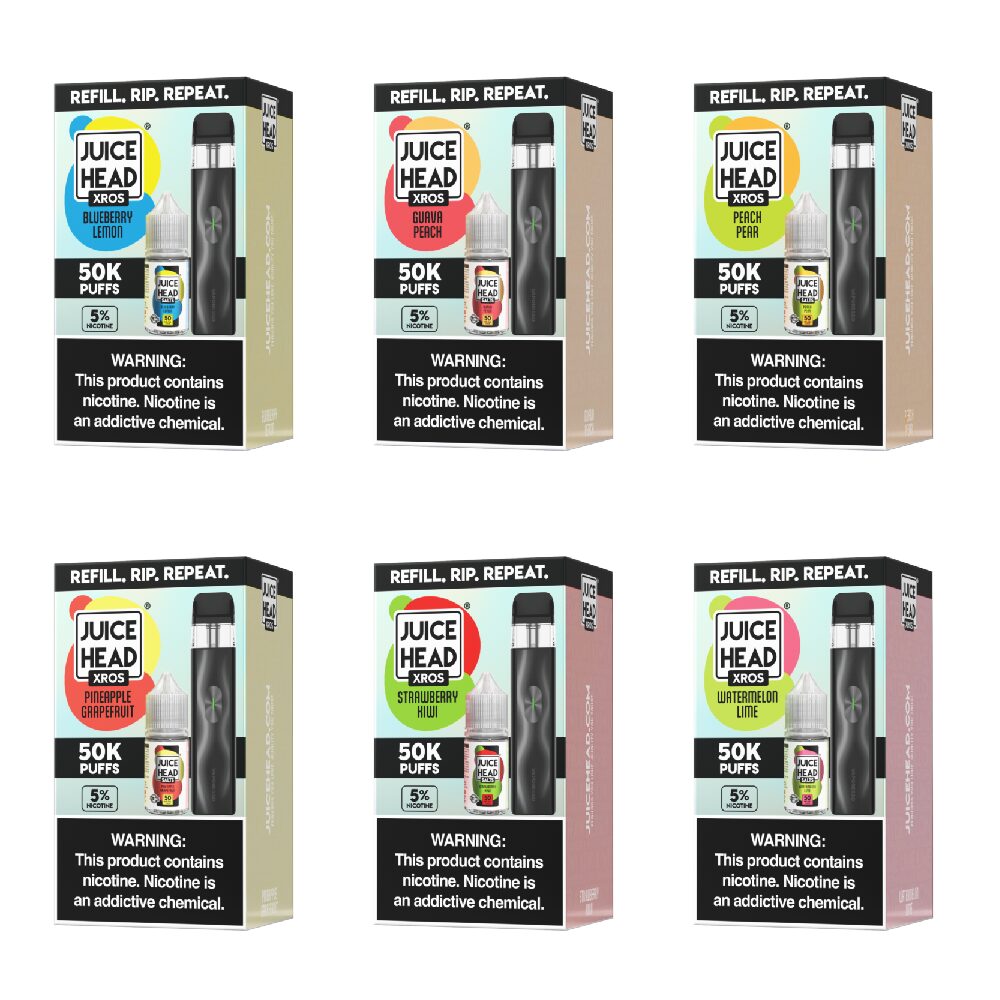 Vaporesso XROS 4 Mini Pod System + Juice Head 30mL (Collab Bundle) Group Photo packaging