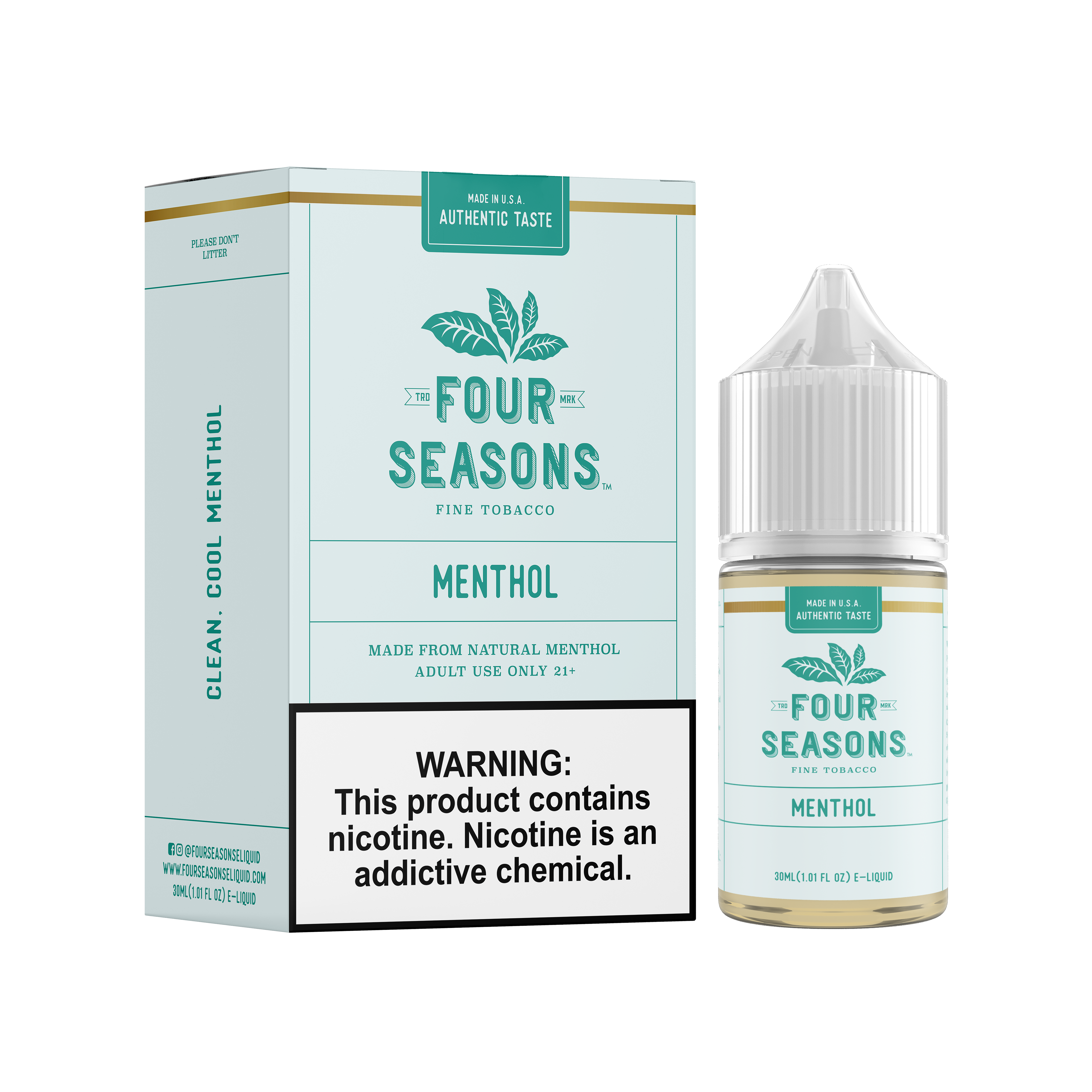 Menthol by Four Seasons Free Base Series 30ML with Packaging