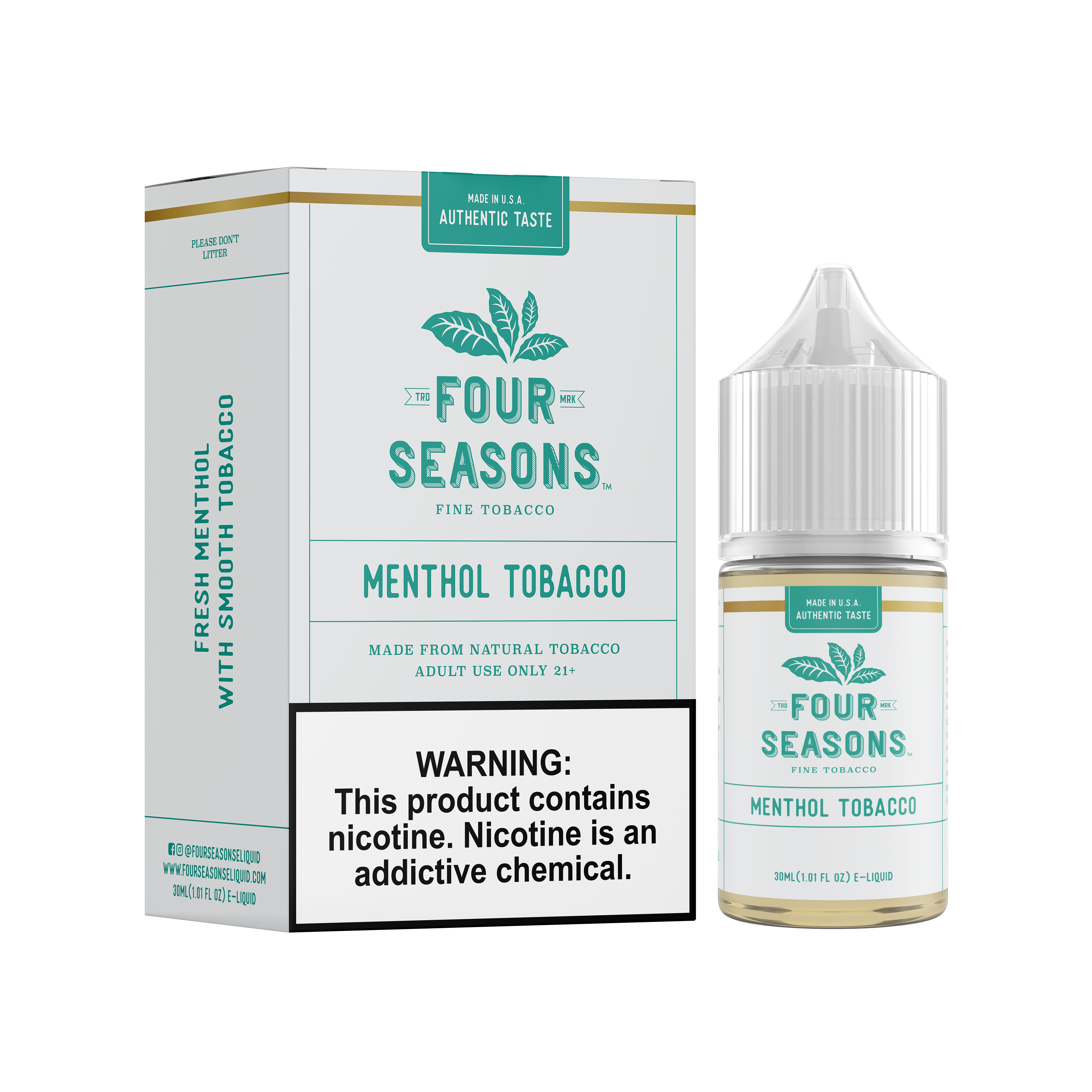 Menthol Tobacco by Four Seasons Free Base Series 30ML with Packaging