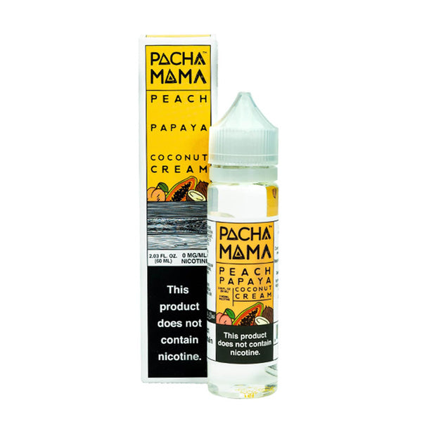 Peach Papaya Coconut Cream by Pachamama eLiquid TFN 60mL with Packaging