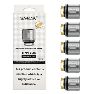 SMOK TFV9 Replacement Coils (5-Pack) - Meshed 0.15 ohm with packaging