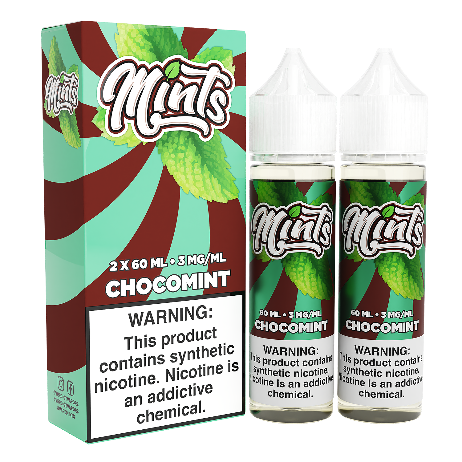 Chocomint by Mints Series 2x 60mL 3mg bottle with packaging