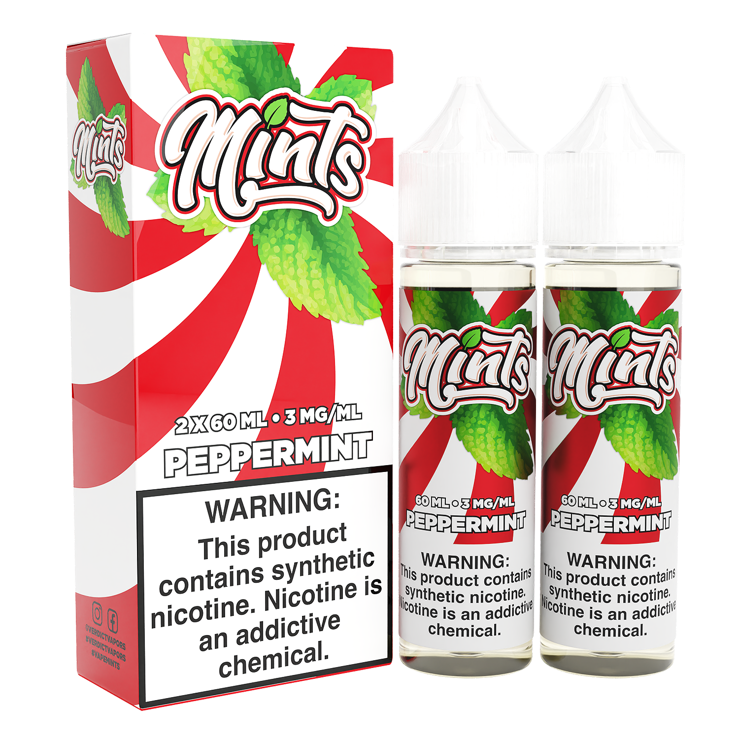 Peppermint by Mints Series 2x 60mL 3mg bottle with packaging